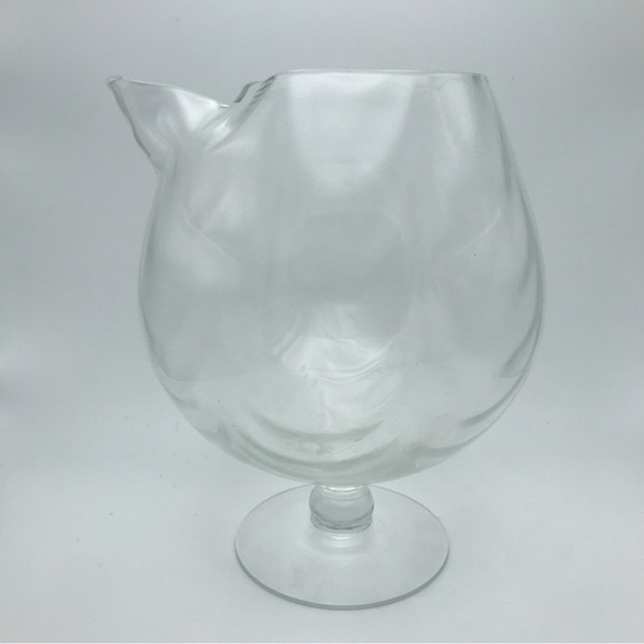 Vintage mcm clear glass empoli optic fishbowl pitcher - Picture 3 of 7